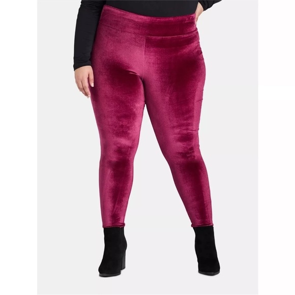 Terra & Sky Women's Plus Velvet Leggings, Fitted Fit, Size 2X (20W-22W) - Picture 1 of 4